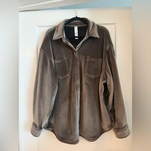 Alo Ribbed Velour Mountain Side Shacket, Macchiato, Size L